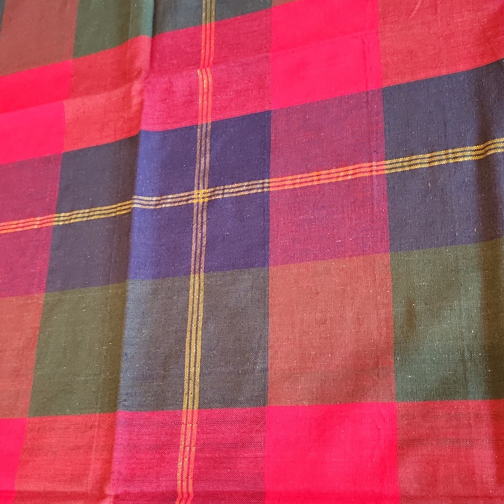 70" L x 54" W plaid tablecloth